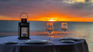 30 Year Anniversary - Couple enjoying beach dinner